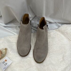 Lucky Brand perforated tan sued boot used size 8